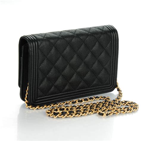 chanel boy caviar gold chain|CHANEL Caviar Quilted Boy Wallet On Chain WOC Black.